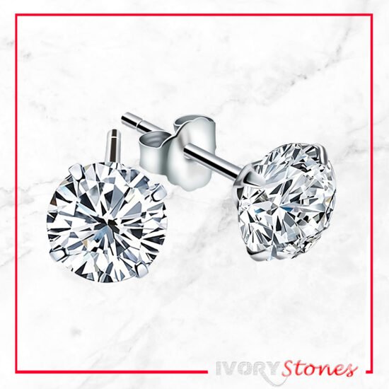 IvoryStone Round Crystal Clear Earrings.