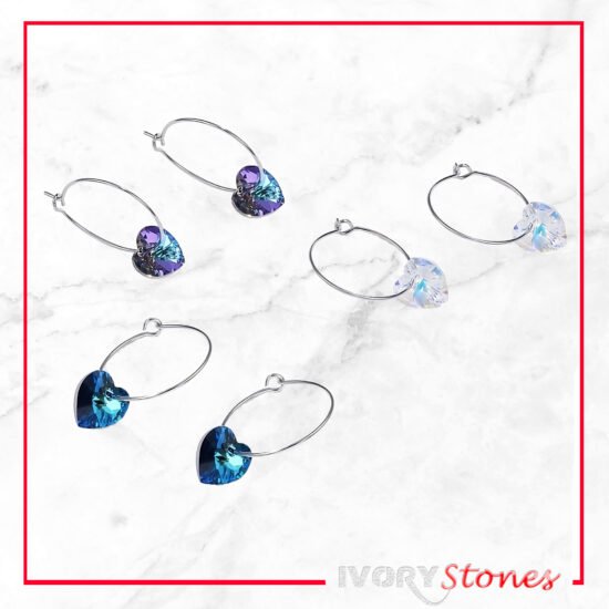 IvoryStones Heart In Hoops Crystal AB/Blue Wave/Blue AB Earrings.
