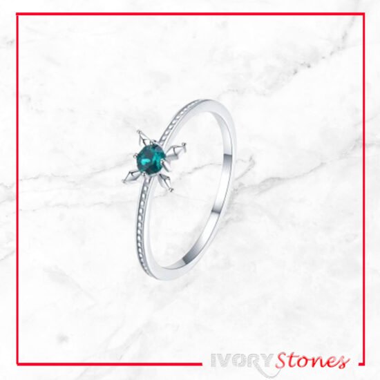 IvoryStone Flower Crystal Green Ring.